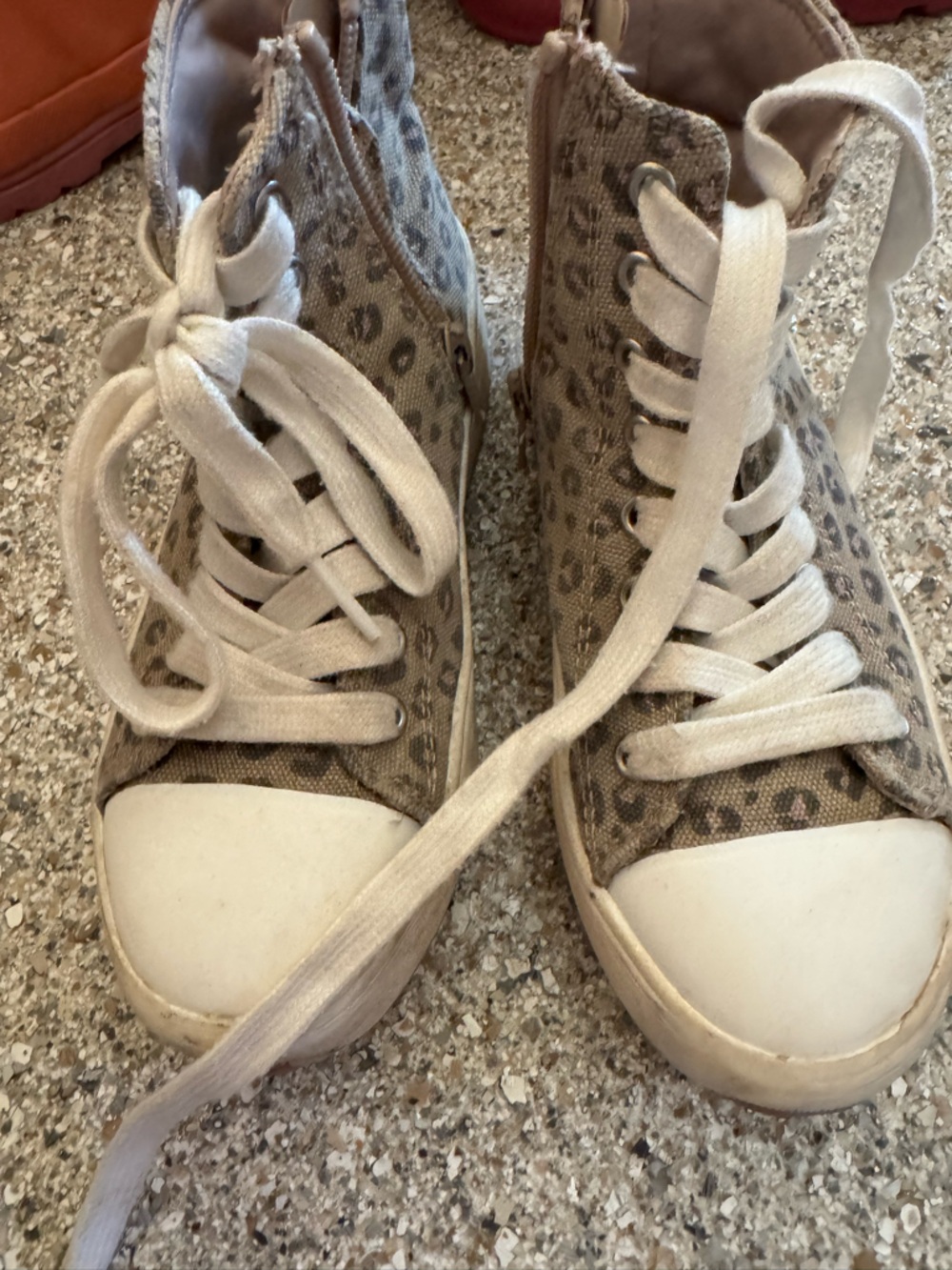Beige Leopard Print kids Canvas Sneakers